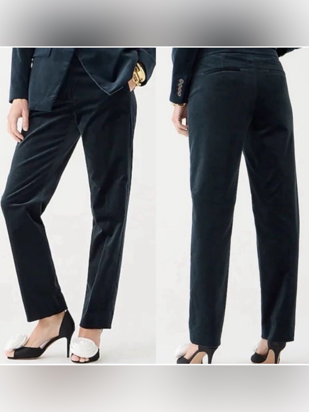 J. Crew Kate Size 12 Women’s Velvet Dark Green Velvet Straight Leg Pants